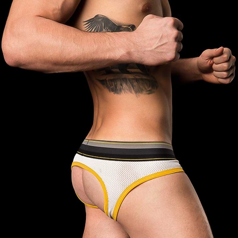BARCODE Berlin BRIEF MESH limited Bond Street backless white-yellow