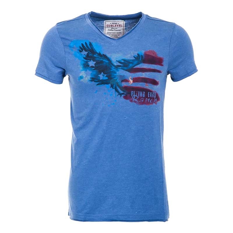 SUBLEVEL T-Shirt relax amerika NEW TEXAS blau