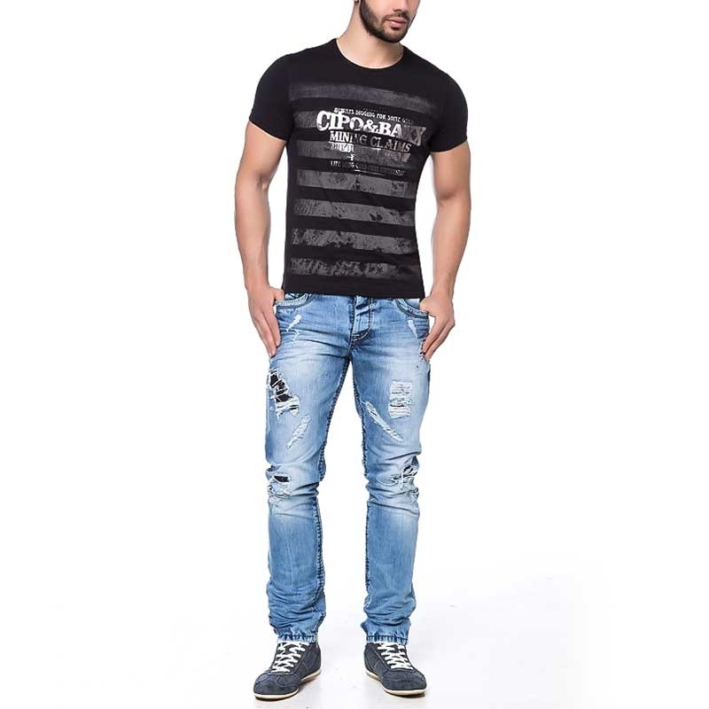 CIPO and BAXX T-SHIRT CT102 used look stripes
